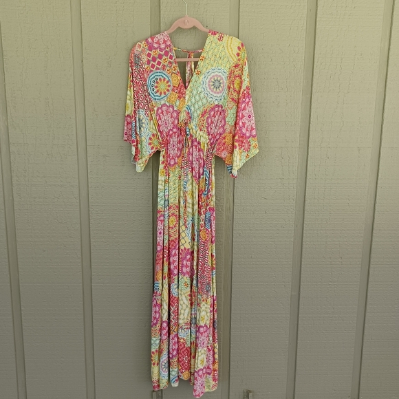Gigi Moda Dresses & Skirts - Gigi Moda Agio Maxi Dress One Size Women Boho Resort Wear Double V Neck Viscose